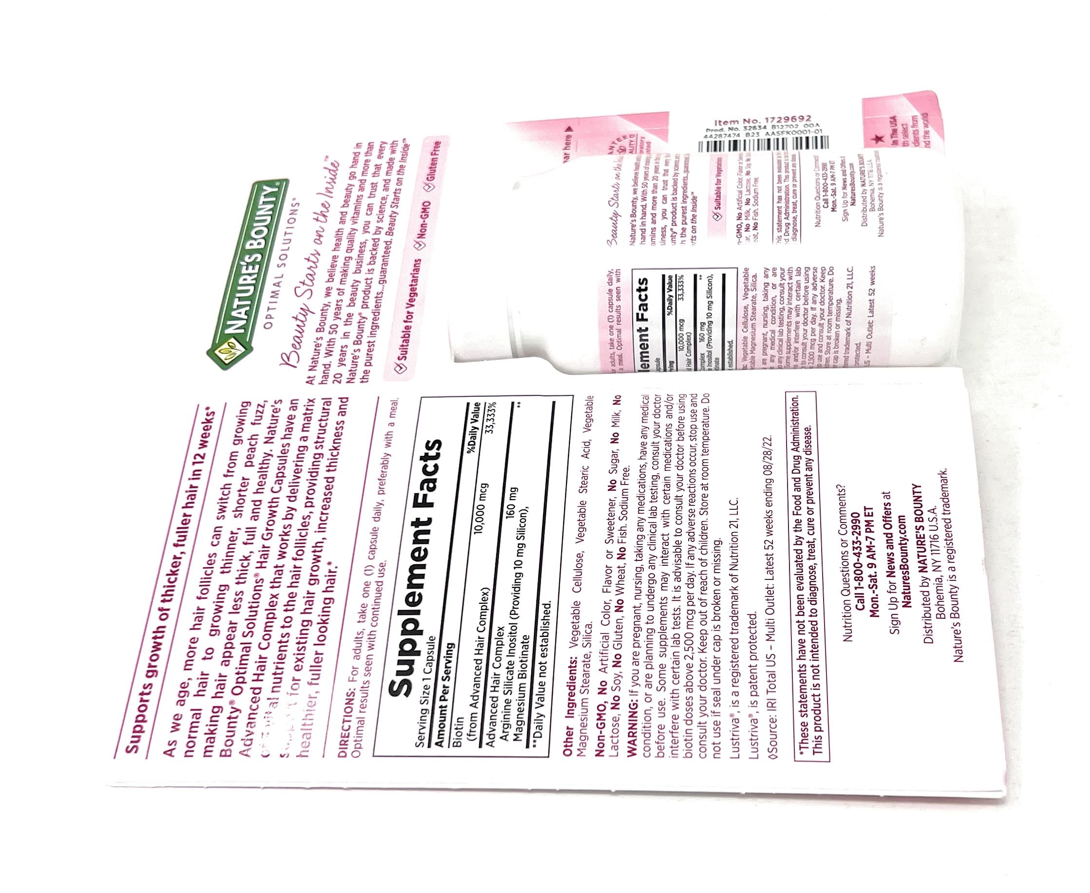 Nature's Bounty GMO Free bottle label showcased.
