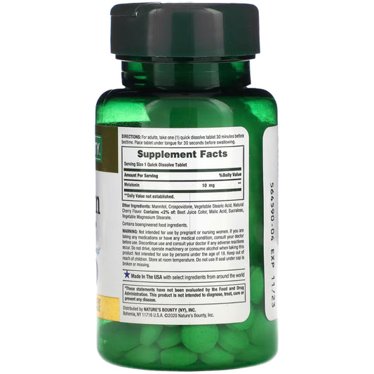 Nature's Bounty Melatonin tablets under tongue dissolving for fast nighttime relaxation