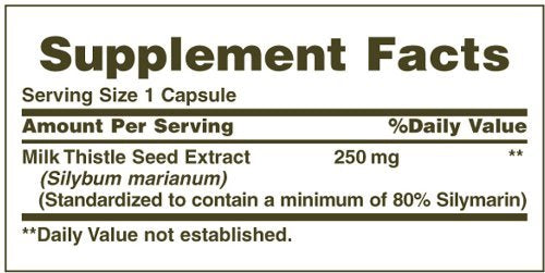 Closeup of Nature's Bounty Milk Thistle capsules for liver support
