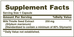 Closeup of Nature's Bounty Milk Thistle capsules for liver support