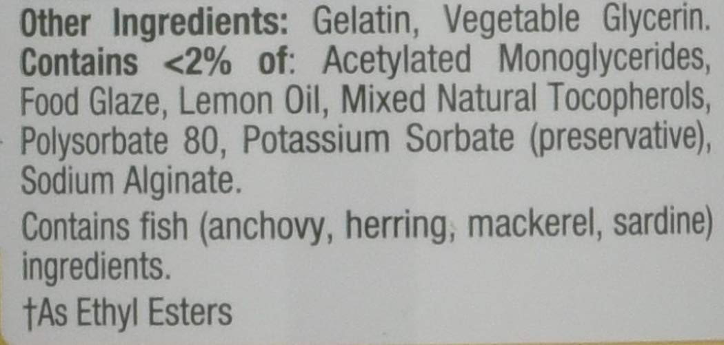 Mercury-purified Nature's Bounty Mini Fish Oil Softgels packaging highlights safety.