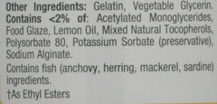 Mercury-purified Nature's Bounty Mini Fish Oil Softgels packaging highlights safety.