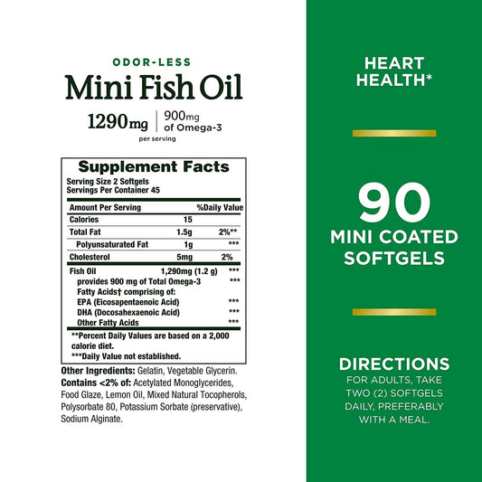 Nature's Bounty Mini Fish Oil Softgels pack of 2 bottles for convenient daily omega-3.