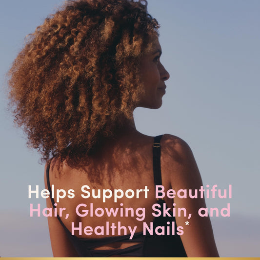 Nature's Bounty label close-up shows 2,500 mcg biotin per serving
