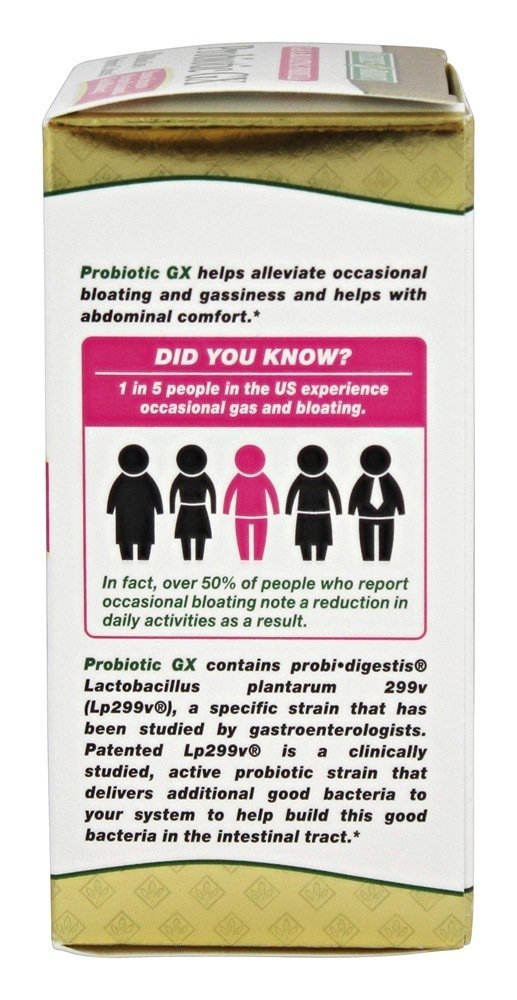 Nature's Bounty Probiotic GX box highlights 20B CFU