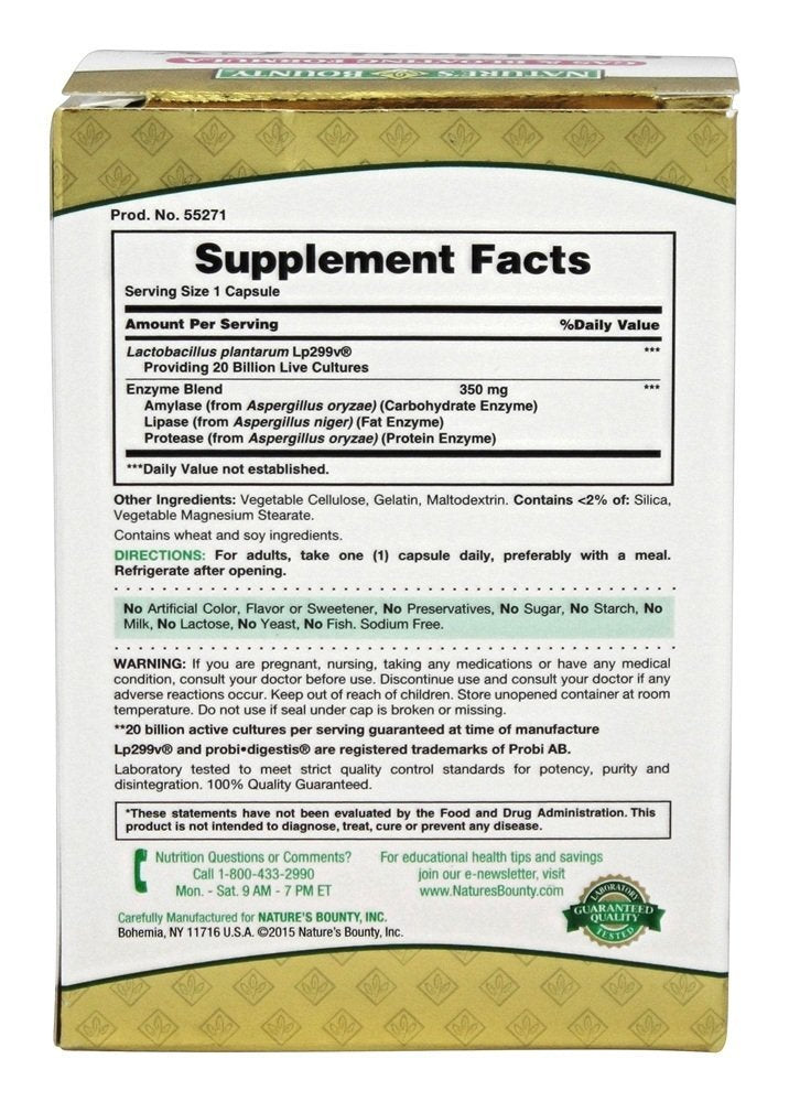 Nature's Bounty Probiotic GX capsules for abdominal comfort