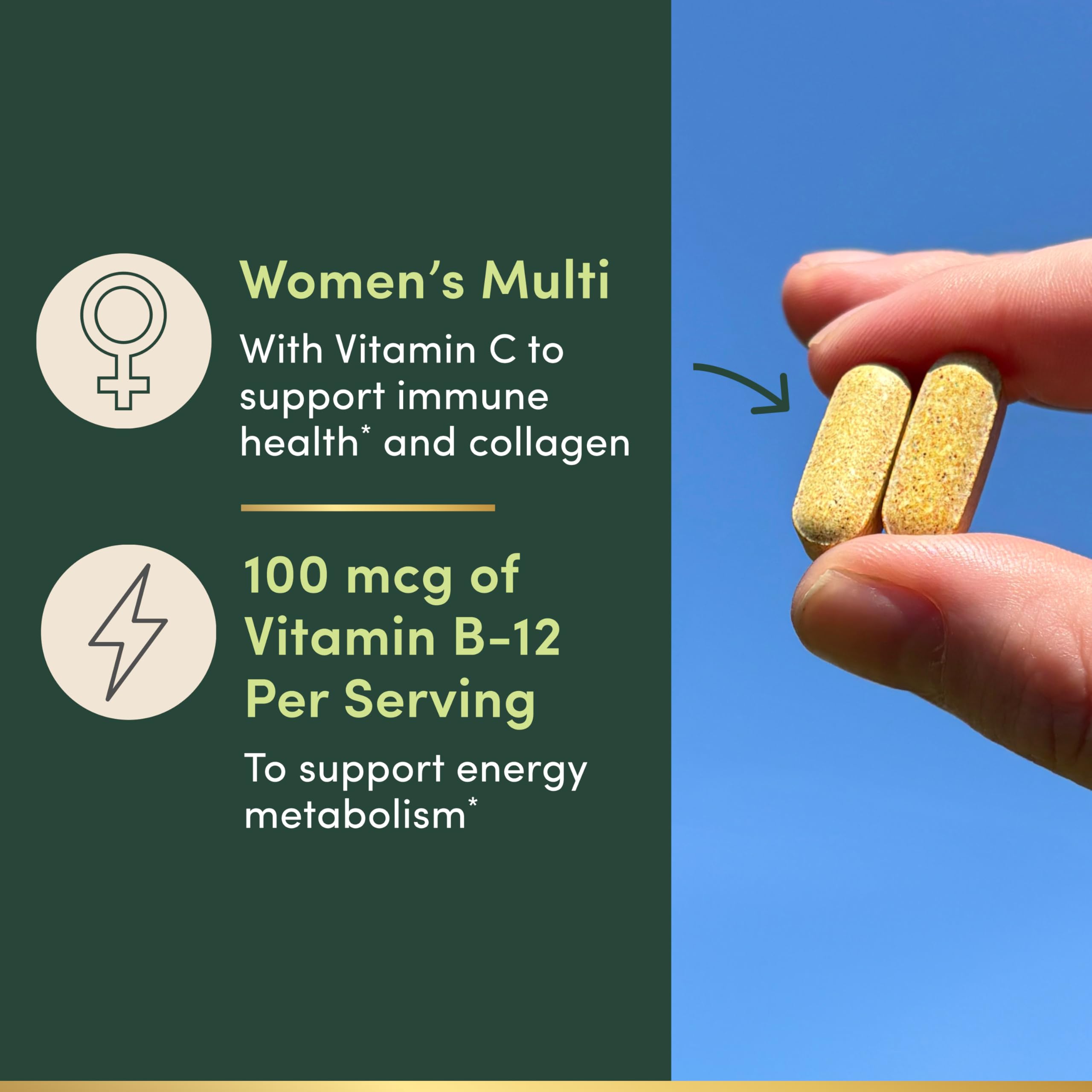 Nature's Bounty Women's Multivitamin bottle with glossy label for everyday use.