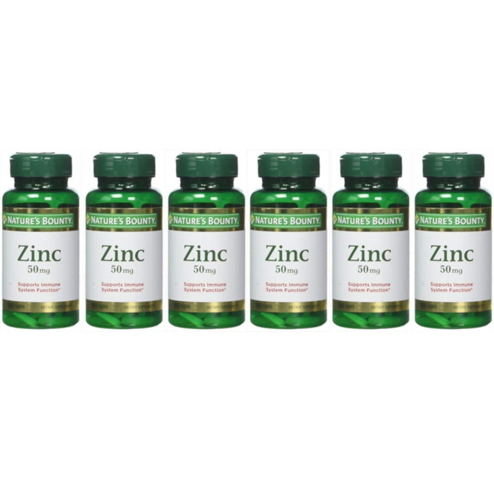 Nature's Bounty Zinc 50 mg caplets bottle front for daily immune support