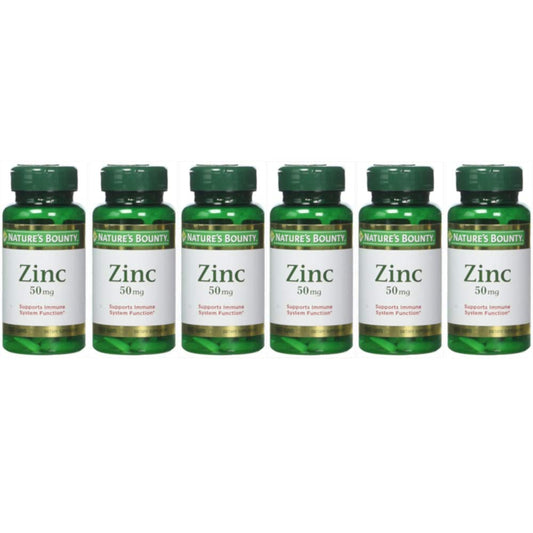 Nature's Bounty Zinc 50 mg caplets bottle front for daily immune support