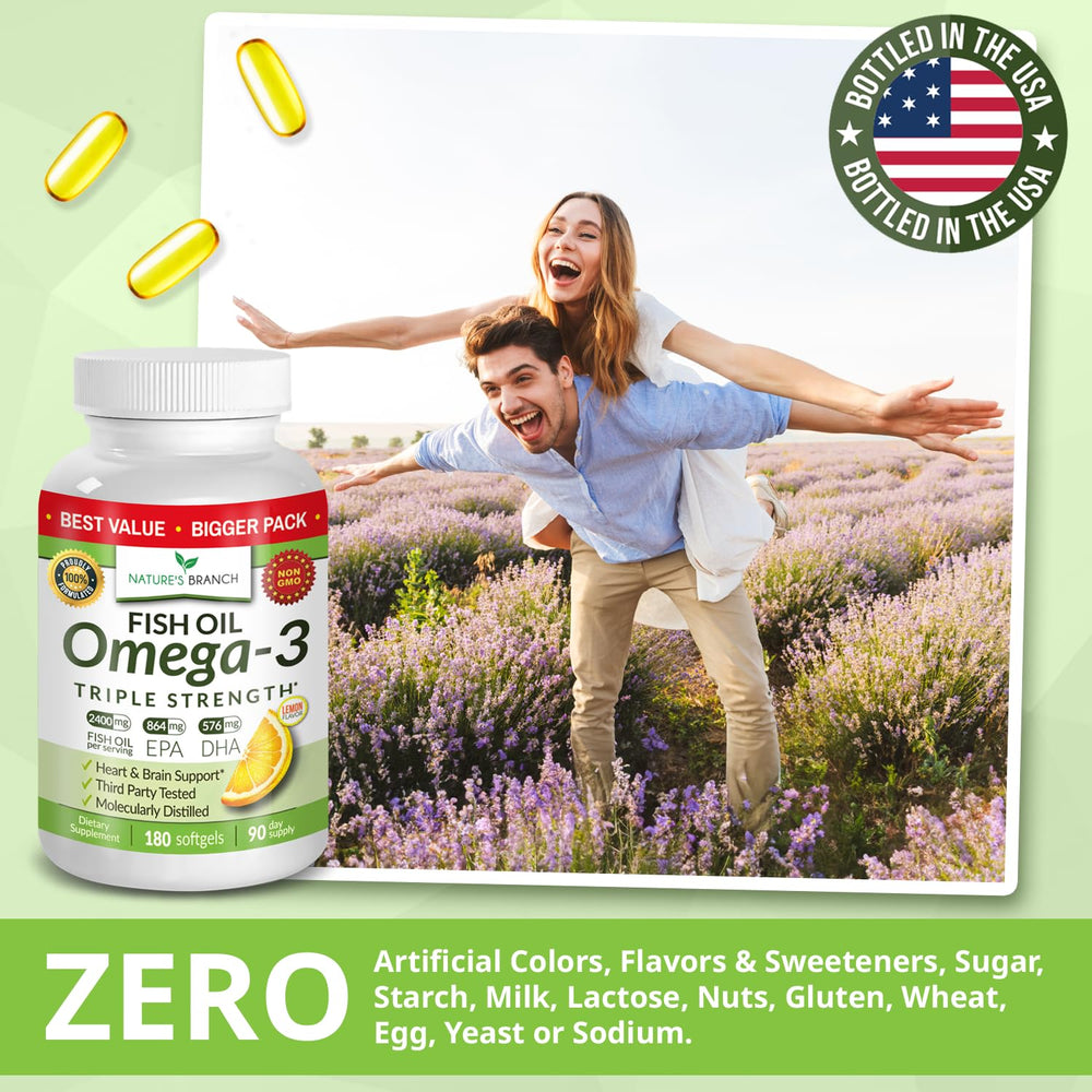 Nature's Branch 180-caplet bottle of omega-3 for daily routine