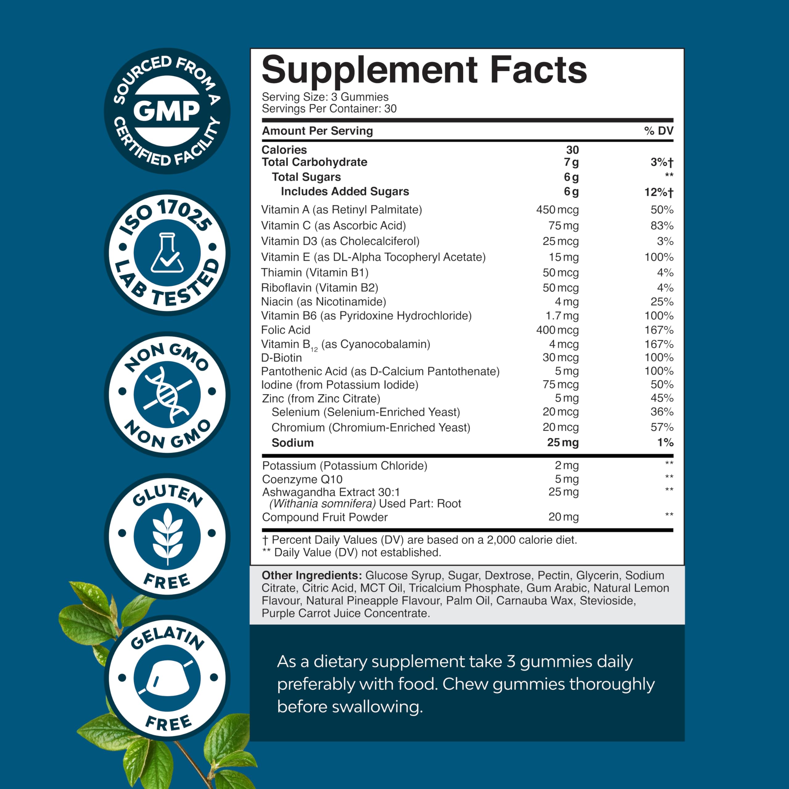 Natures Craft adult gummies offer a vegetarian, fruit-flavored daily vitamin option.