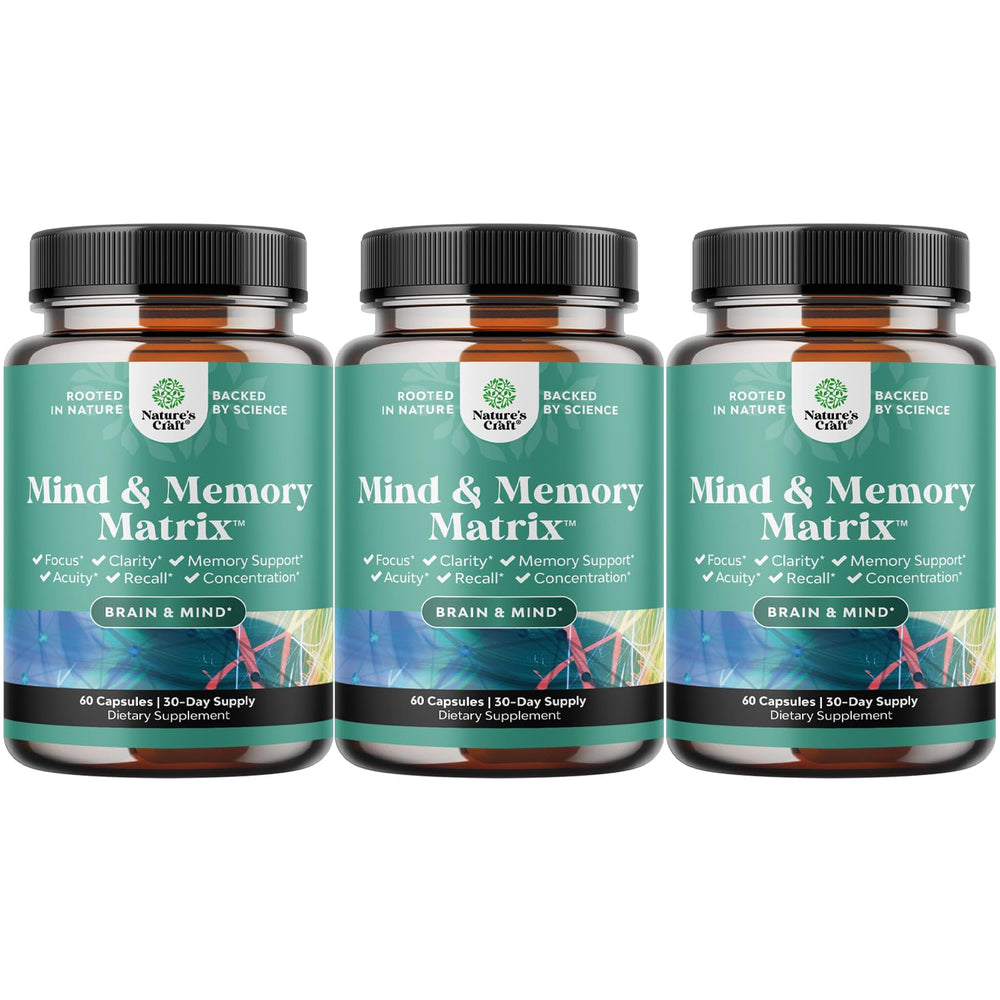 Natures Craft Advanced Brain Supplement pack front for cognitive support.