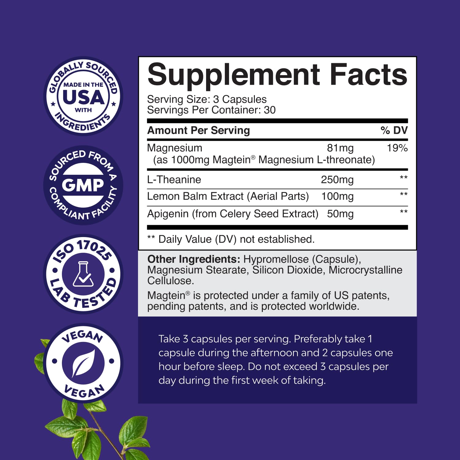 Natures Craft Apigenin and L-Theanine capsules promoting calm evenings.