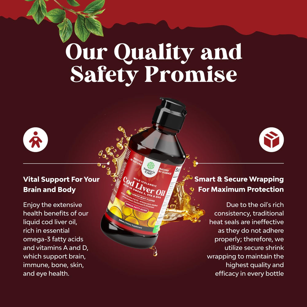 Natures Craft burpless cod liver oil ready for smooth daily consumption.