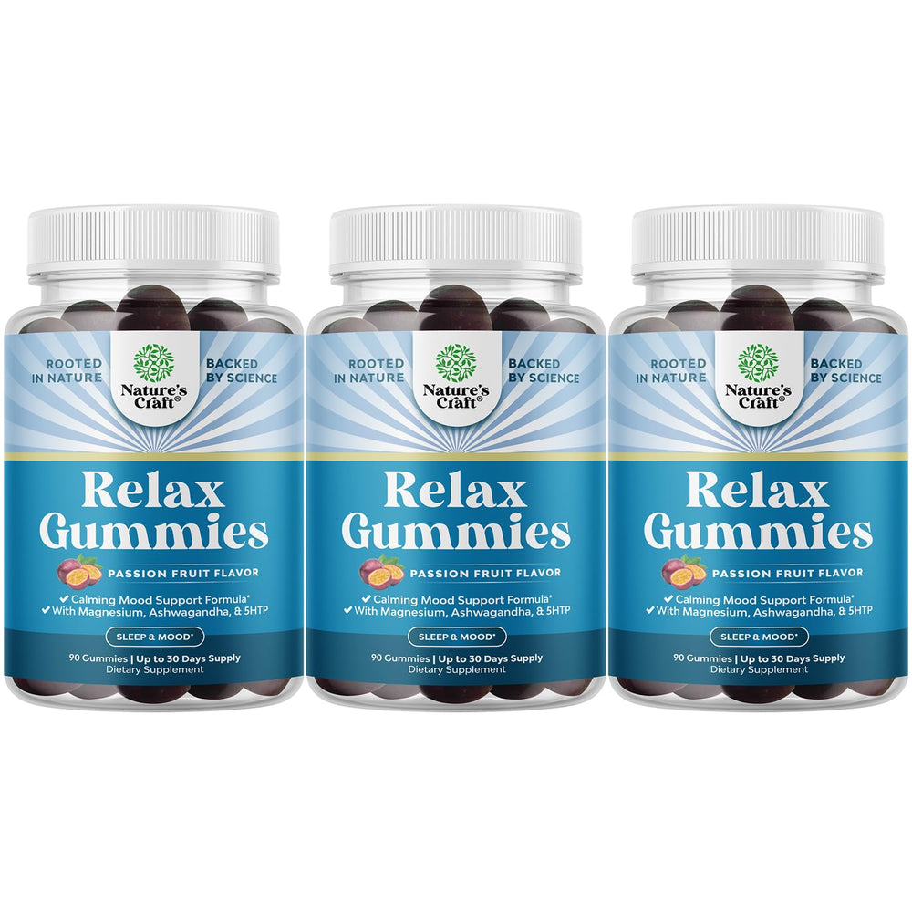 Natures Craft Calming Gummies bottle with ashwagandha promotes calm focus