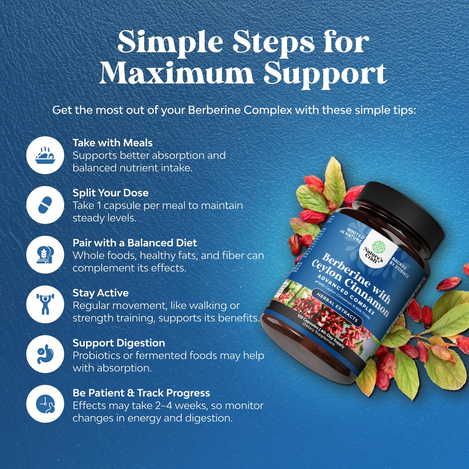Natures Craft Ceylon cinnamon capsules image emphasizing everyday heart-support use.