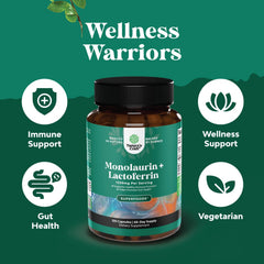 Nature's Craft bottle emphasizes coconut-derived monolaurin and dairy lactoferrin