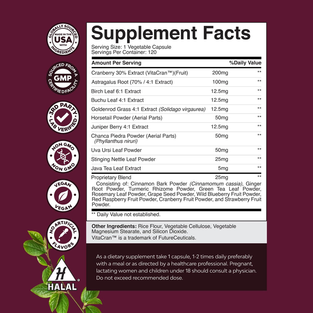 Natures Craft cranberry extract bottle highlights a potent botanical blend for detox support.