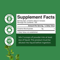Natures Craft creatine powder dissolving in water shows smooth, clump-free blending.