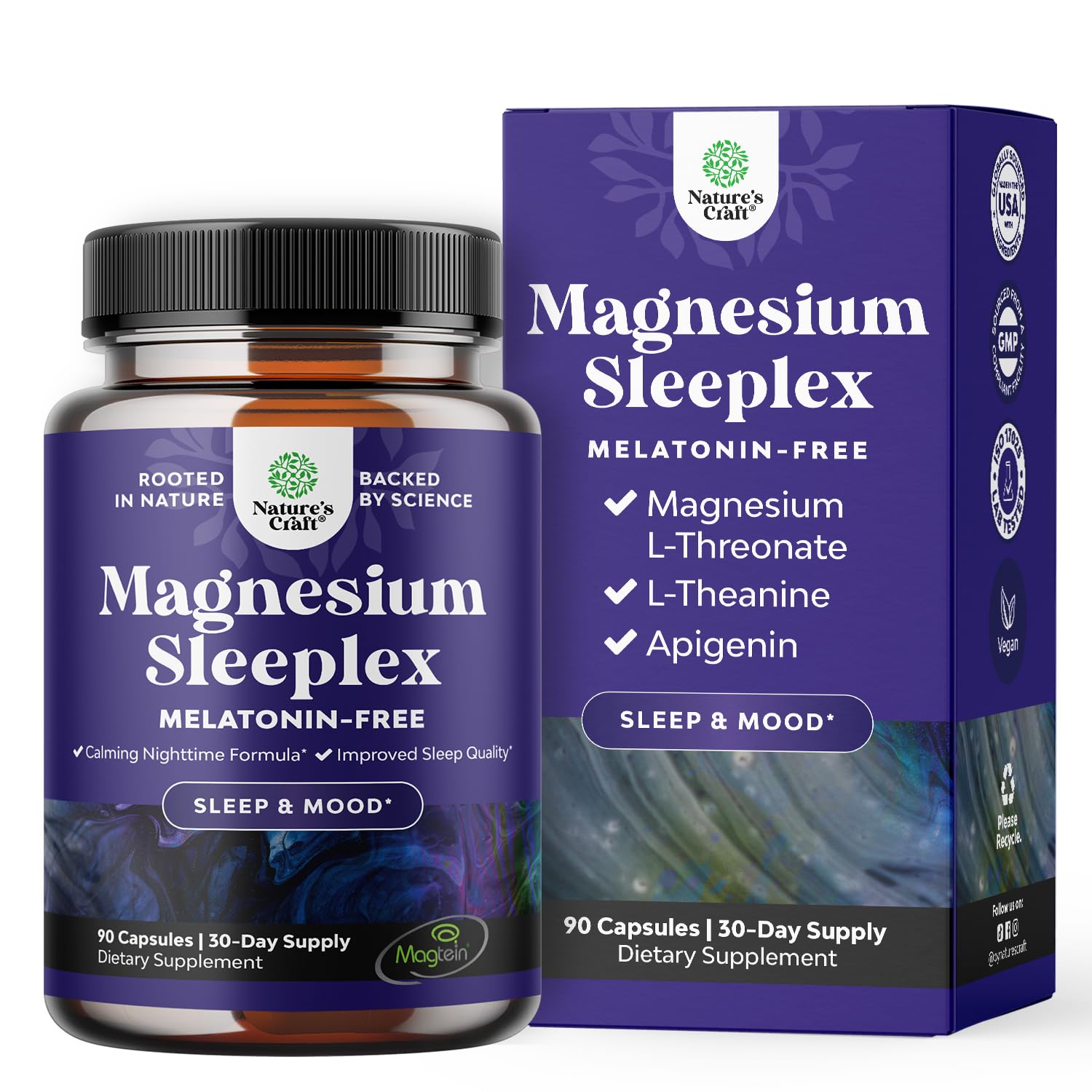 Natures Craft high-absorption magnesium sleep bottle for rest support.