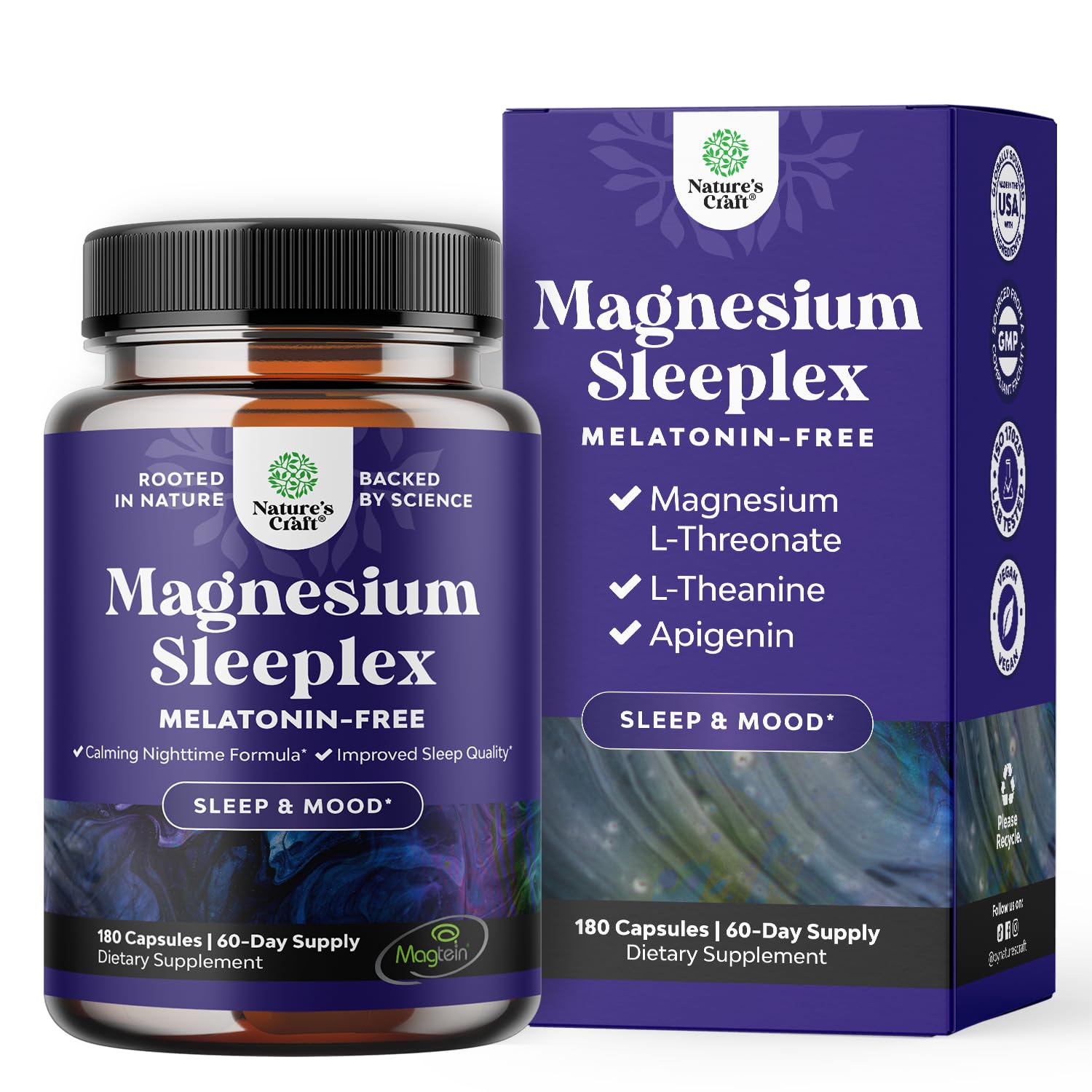 Natures Craft High Absorption Magnesium Sleep Supplement bottle promotes restful nights and clarity.