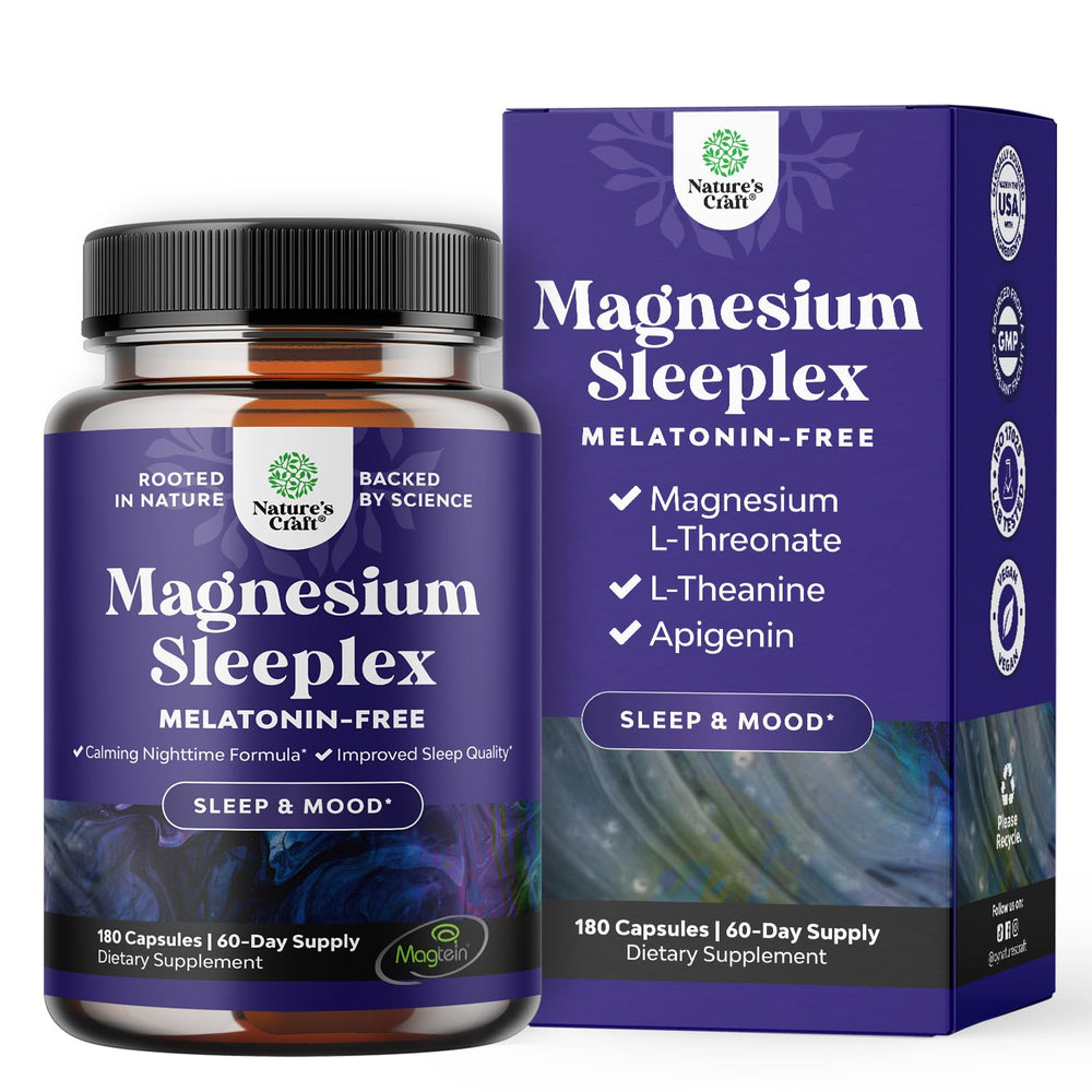 Natures Craft High Absorption Magnesium Sleep Supplement bottle promotes restful nights and clarity.