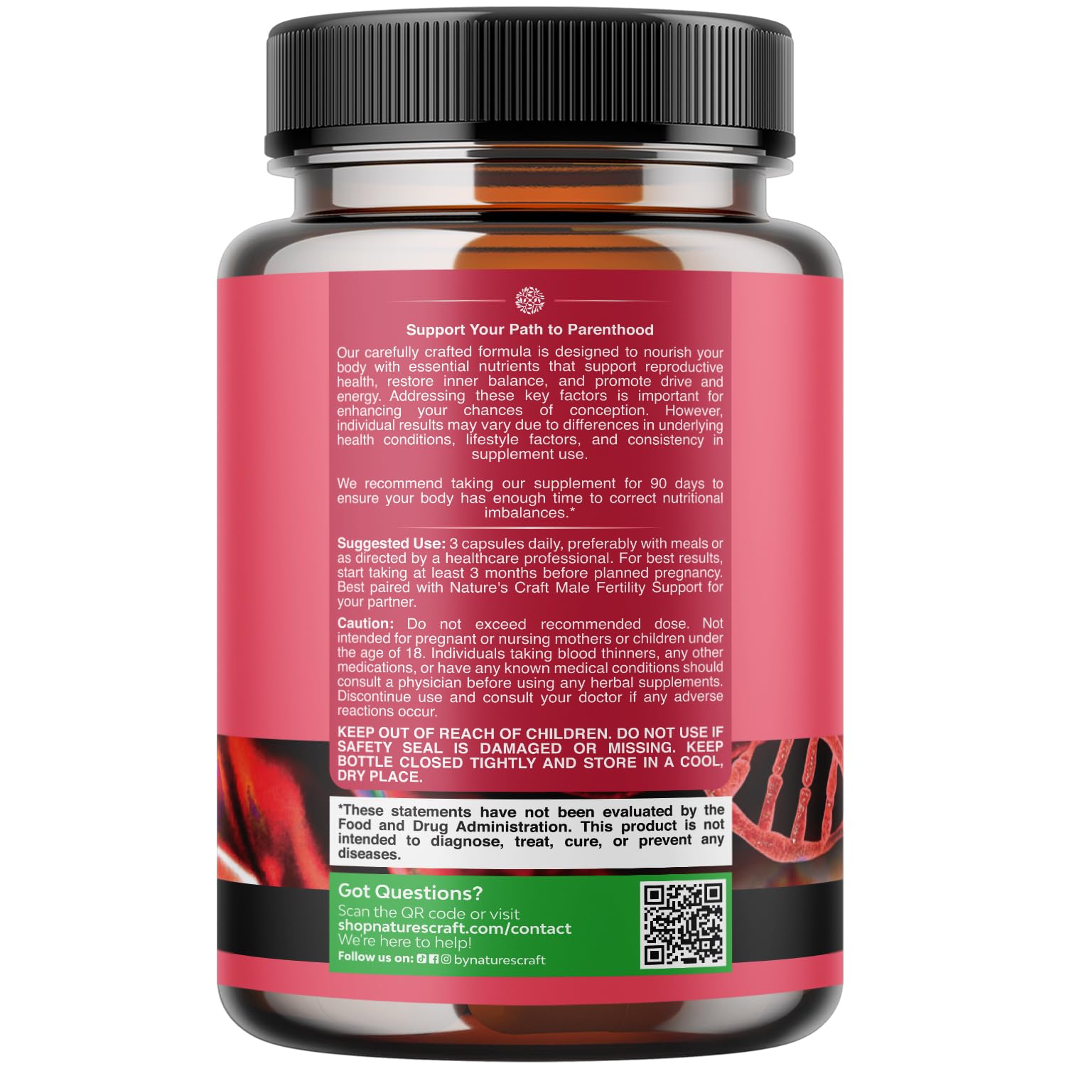 Natures Craft Inositol Folic Acid capsules ready to support preconception wellness.
