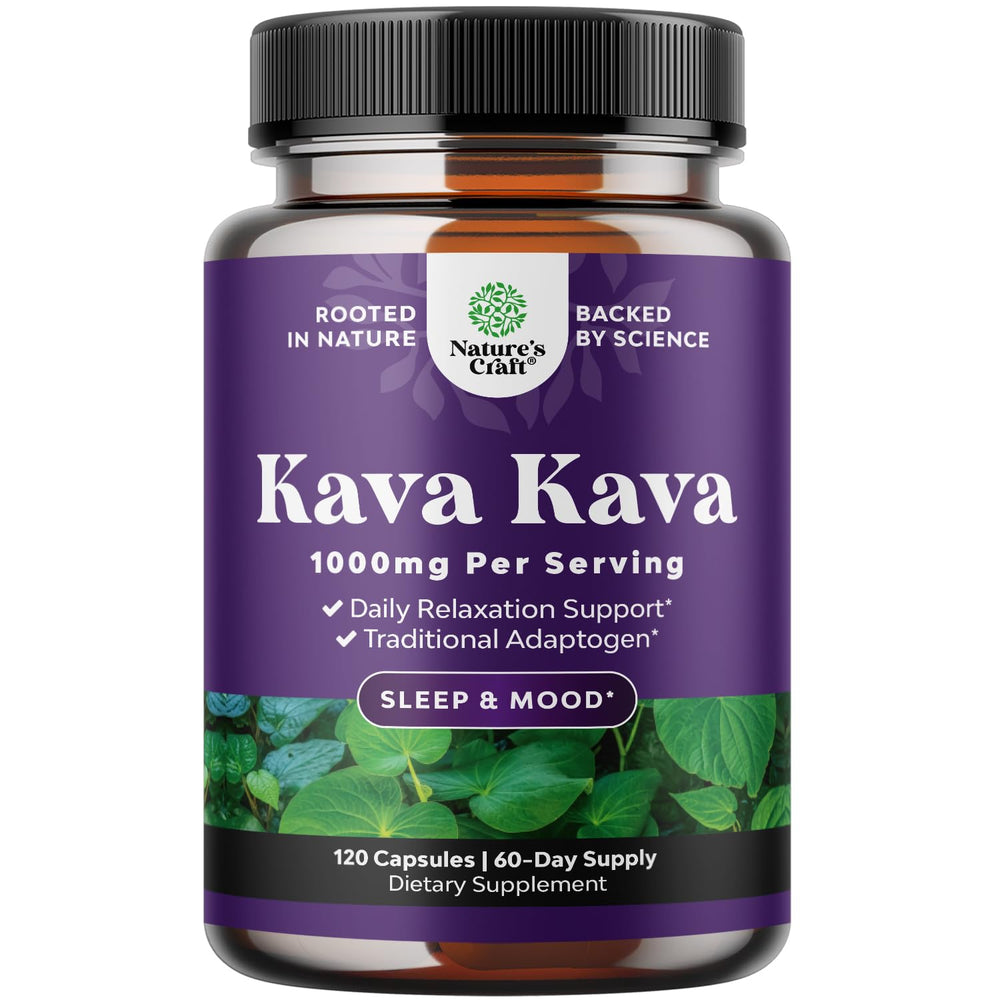 Natures Craft Kava Kava capsules bottle for daily stress support.