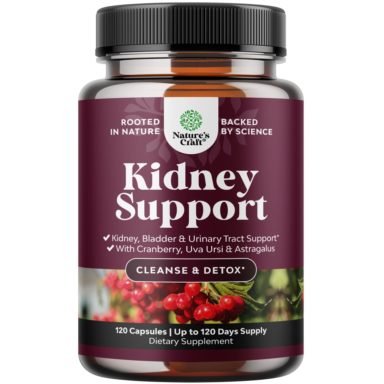 Natures Craft Kidney Cleanse bottle front shows the high-potency formula for daily support.