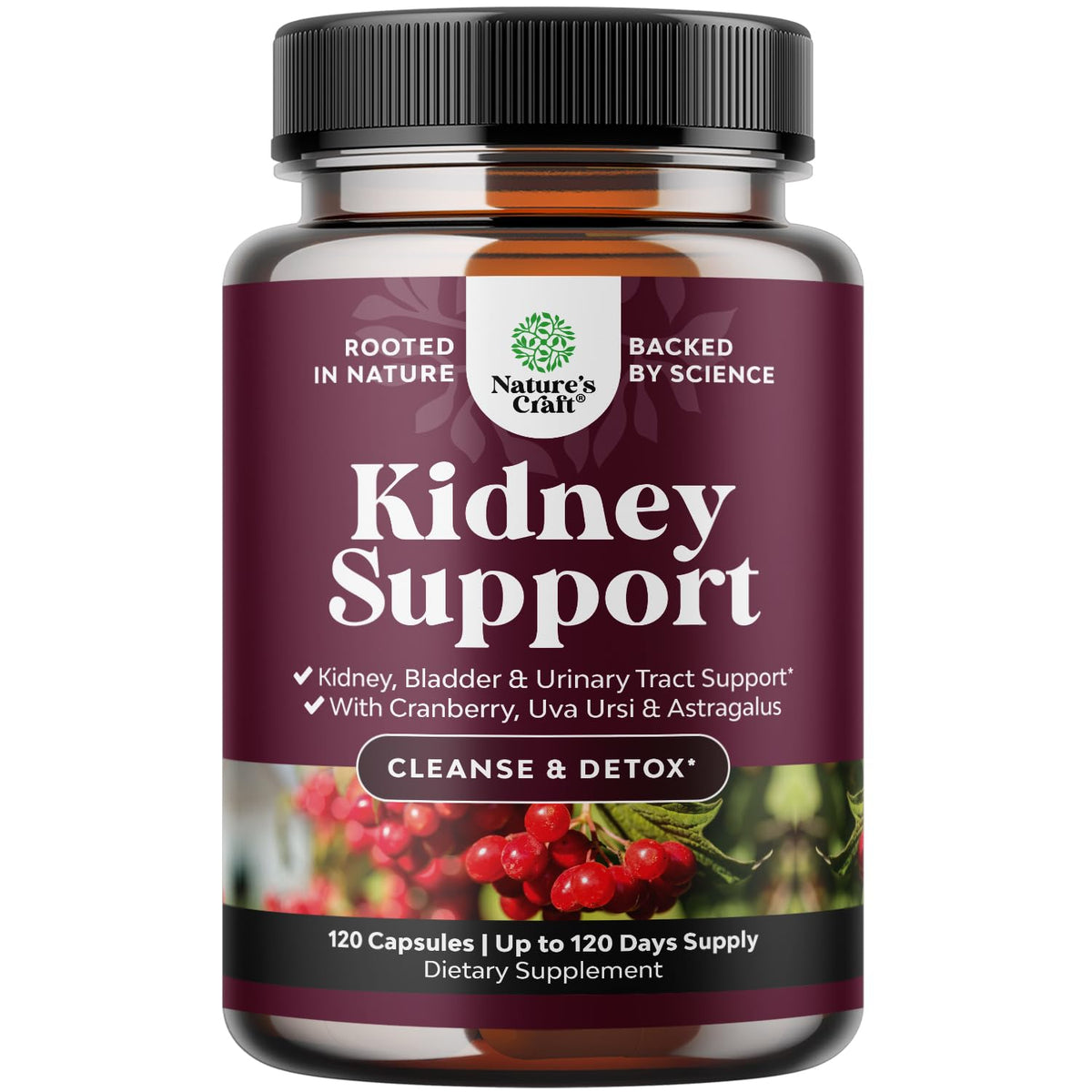 Natures Craft Kidney Cleanse bottle front shows the high-potency formula for daily support.