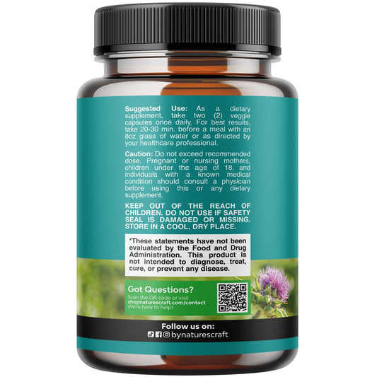 Close-up of Natures Craft Liver Cleanse capsules.