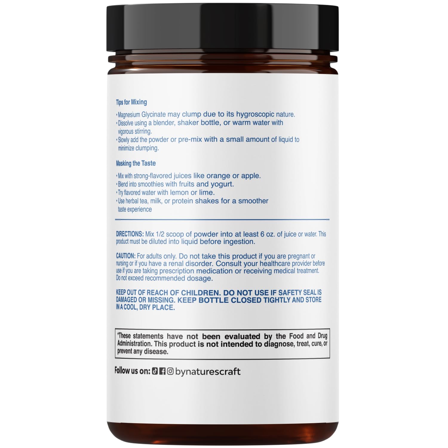 Natures Craft Magnesium Glycinate Powder scoop ready to measure a relaxing dose.