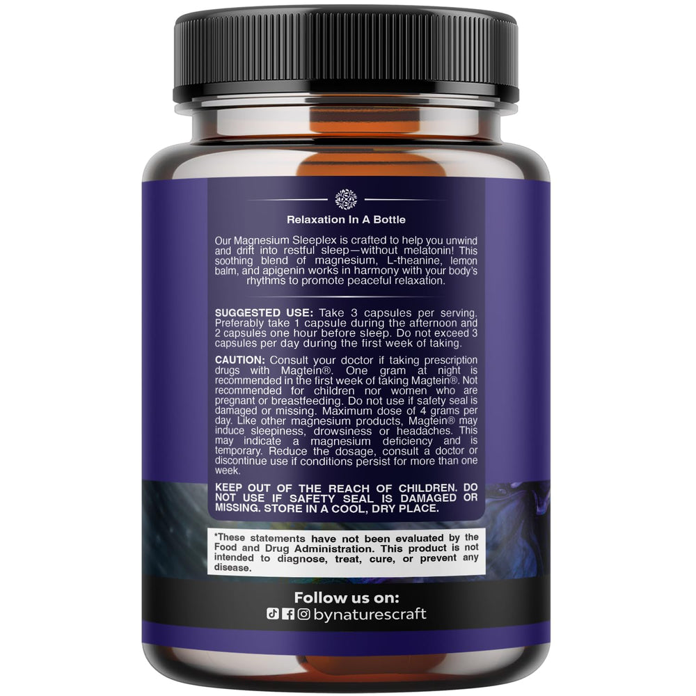 Natures Craft Magtein magnesium-threonate capsules ready for nightly routine.