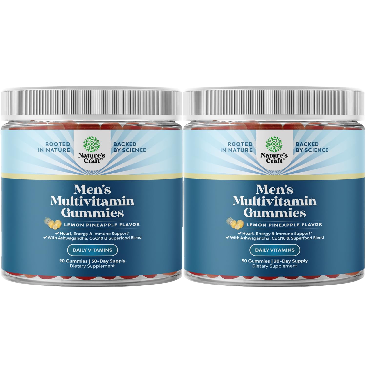 Natures Craft Men's Multivitamin Gummies with CoQ10 and Ashwagandha for daily energy support.