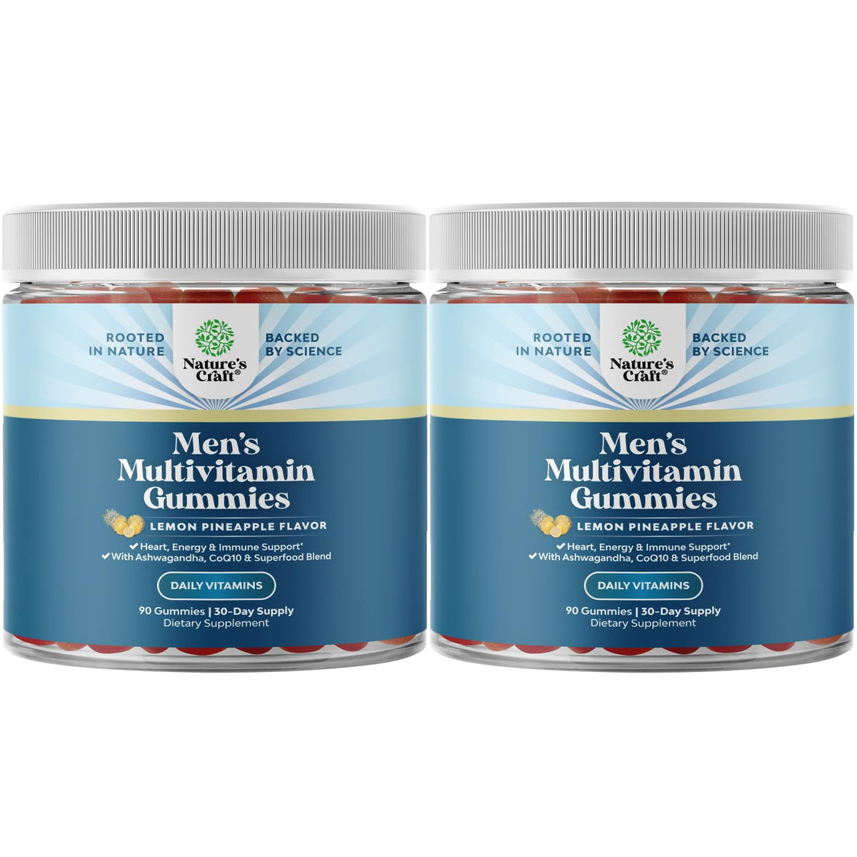 Natures Craft Men's Multivitamin Gummies with CoQ10 and Ashwagandha for daily energy support.