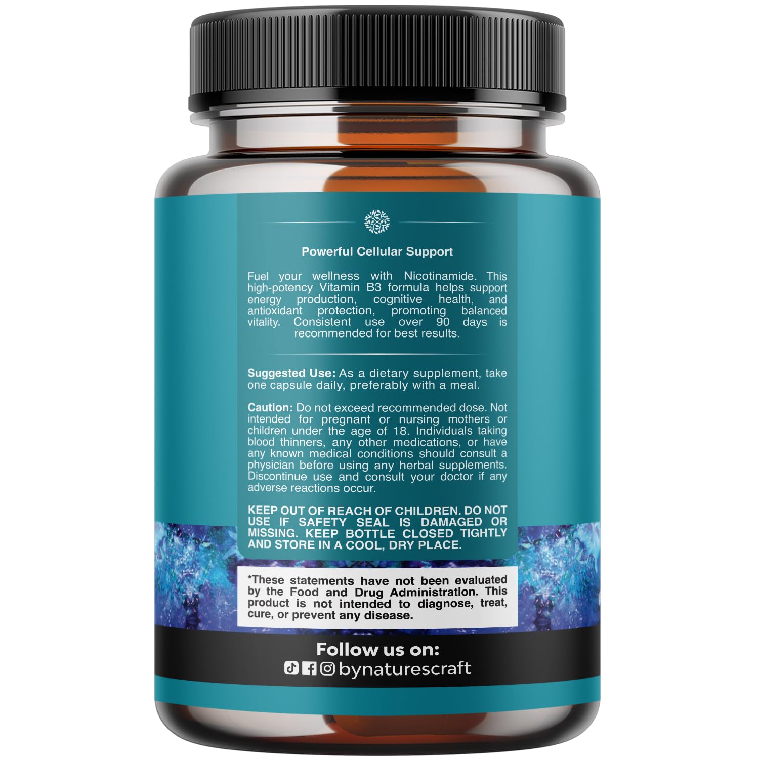 Natures Craft Niacinamide 500mg capsules closeup highlighting skin-friendly vitamin B3.