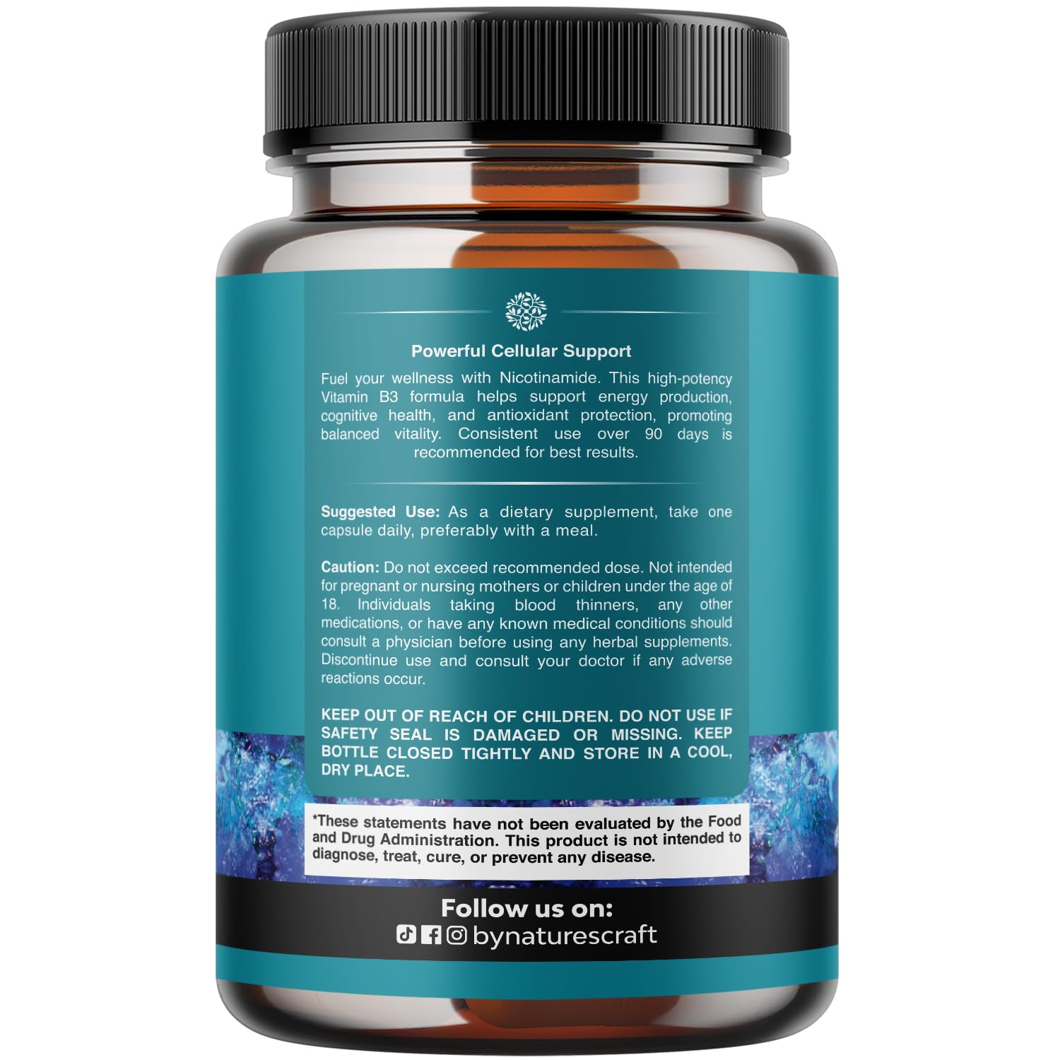 Natures Craft Niacinamide 500mg capsules close-up, supports energy metabolism.