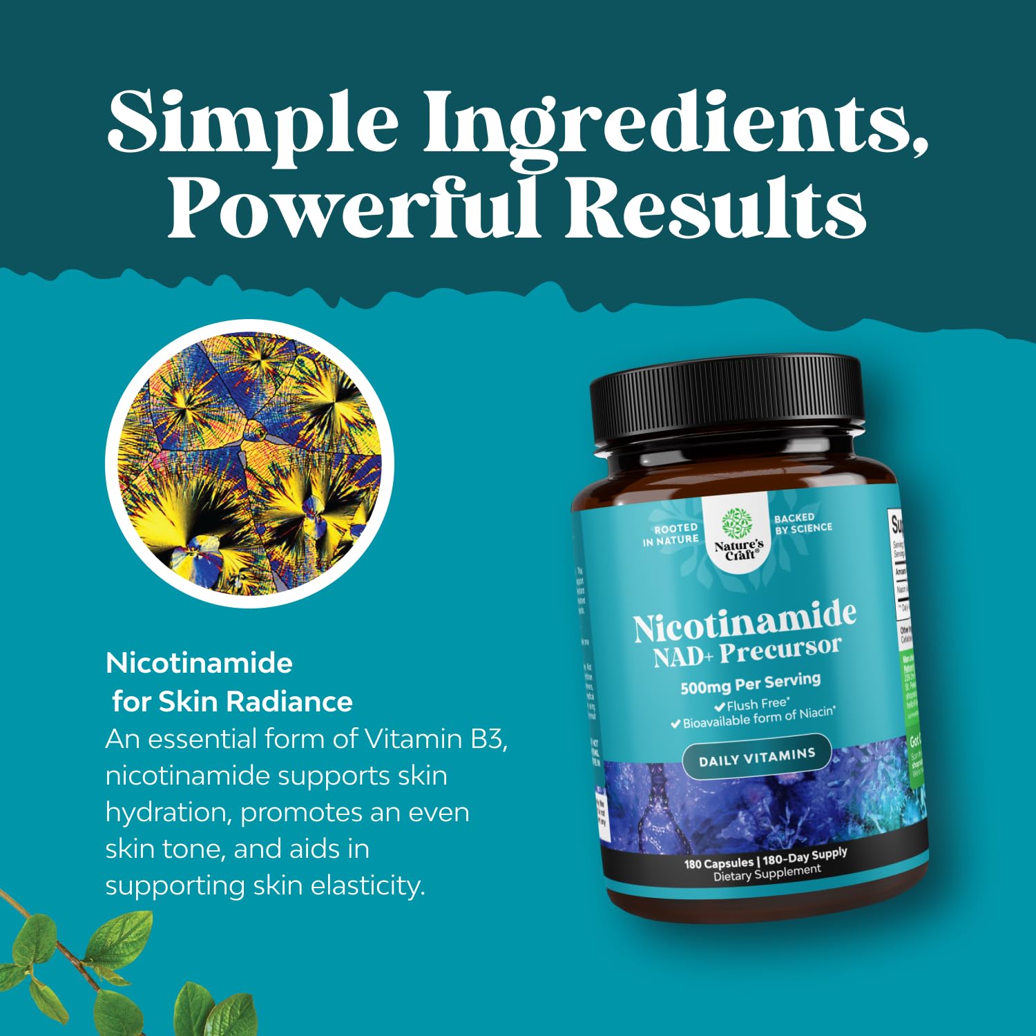 Natures Craft niacinamide pills in blister pack, easy storage.