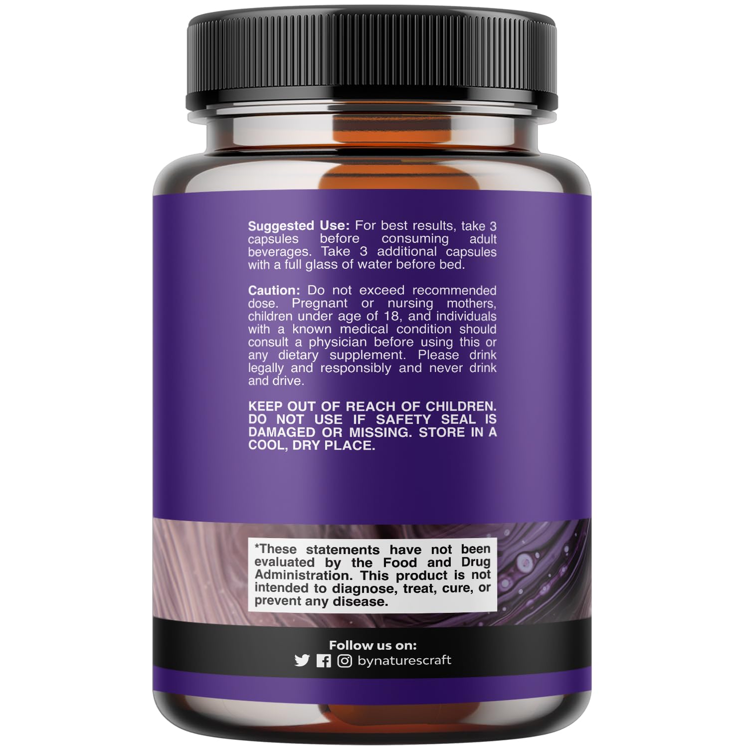 Natures Craft Nighttime Liver Detox capsules closeup with DHM and milk thistle imagery