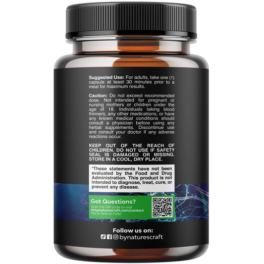 Natures Craft capsules closeup highlighting easy swallow and premium formulation.