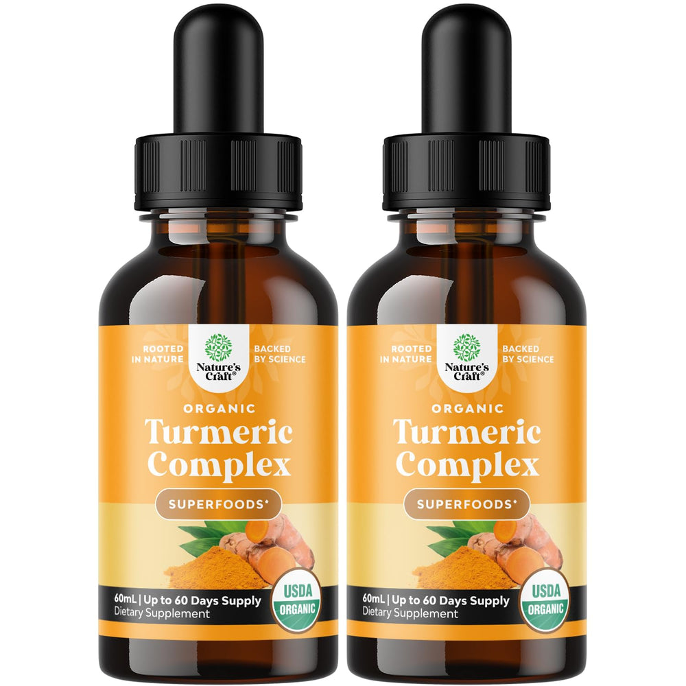 Natures Craft Organic Turmeric Liquid Drops bottle for daily wellness.