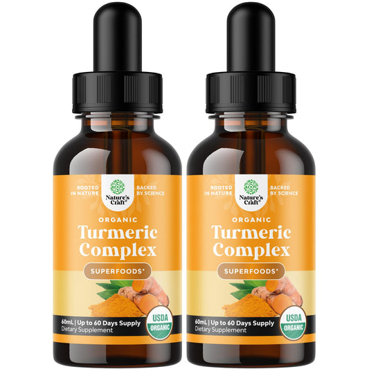 Natures Craft Organic Turmeric Liquid Drops bottle for daily wellness.