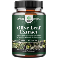 Natures Craft Potent Olive Leaf Extract capsules with 20% oleuropein for antioxidant support