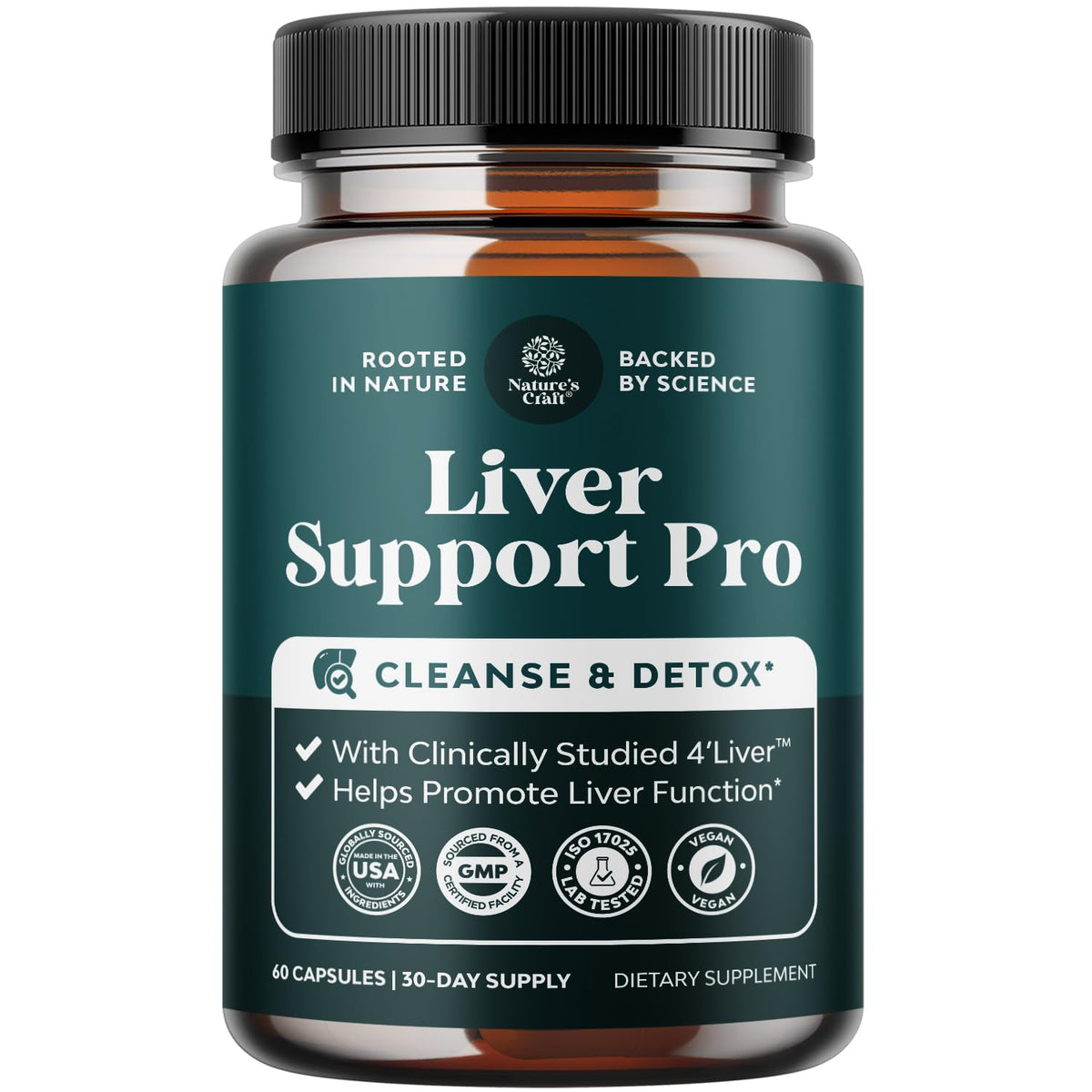 Natures Craft Pro Liver Support bottle showcases premium packaging for daily liver care.