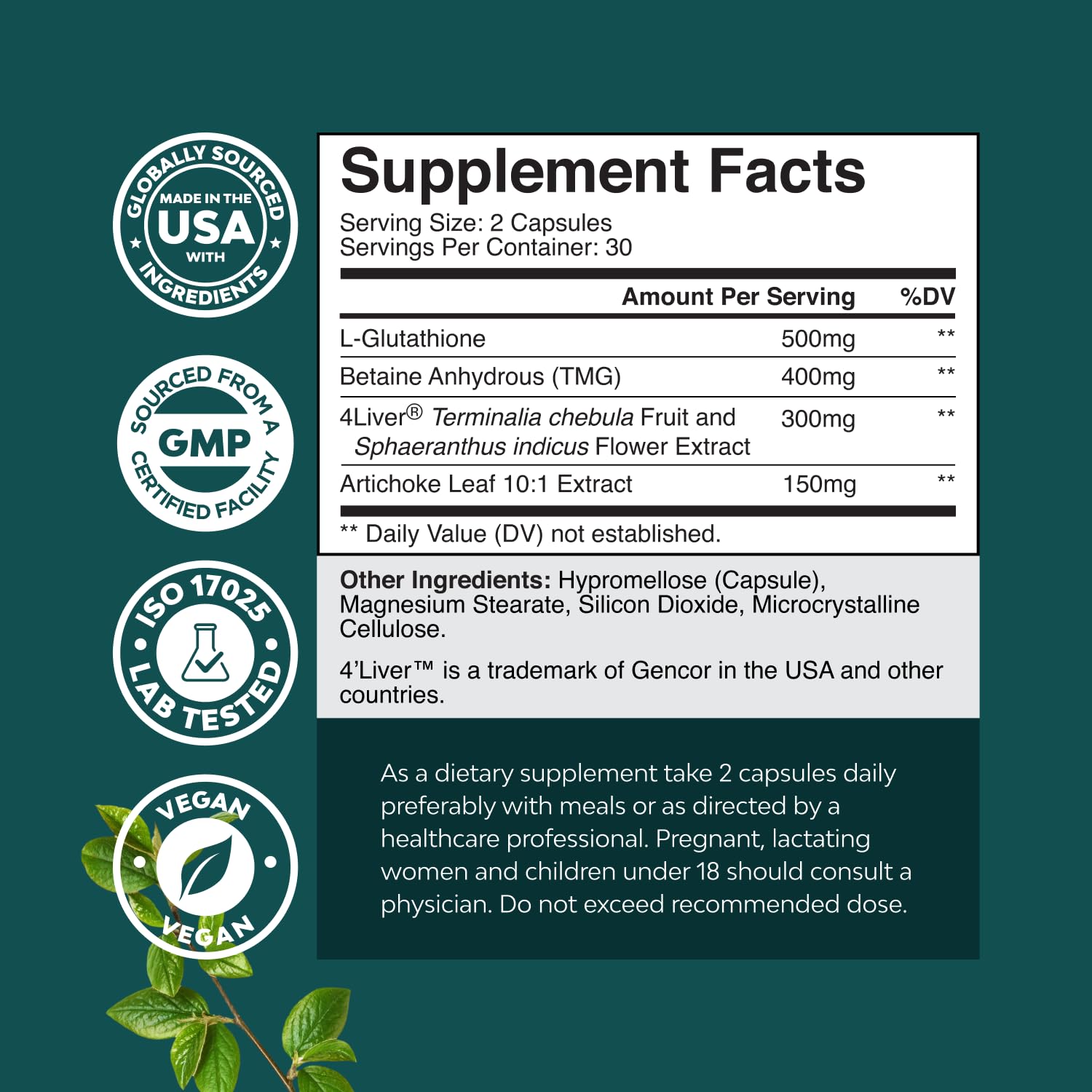 Natures Craft Pro Liver Support front label highlights clinically studied blend.