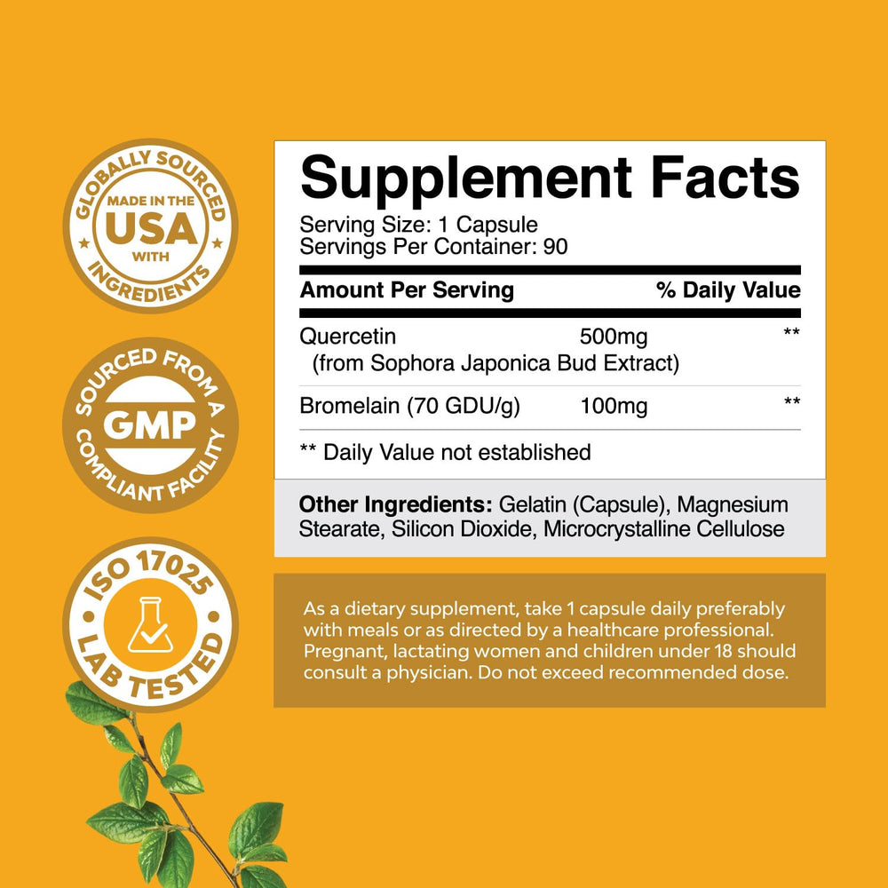 Natures Craft Pure Quercetin with Bromelain capsules for daily wellness