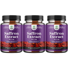 Nature's Craft saffron extract capsules bottle promoting natural mood support and daily wellness.