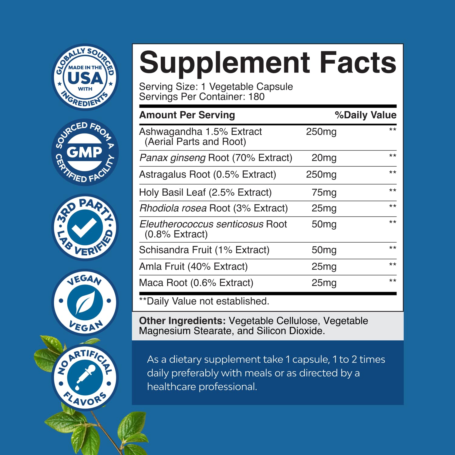 Nature's Craft Rhodiola Rosea capsules highlighted for daytime balance