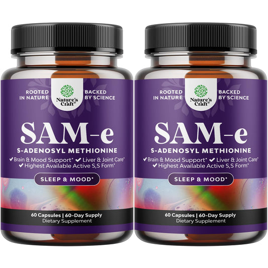 Nature's Craft Sam-E 200mg bottle front view for mood support and brain health