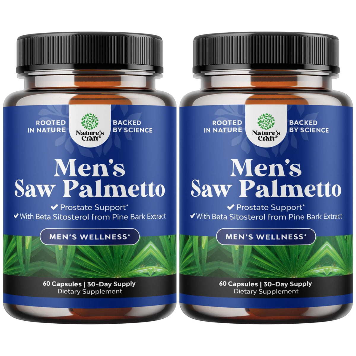 Natures Craft Saw Palmetto bottle with beta sitosterol for daily male wellness.